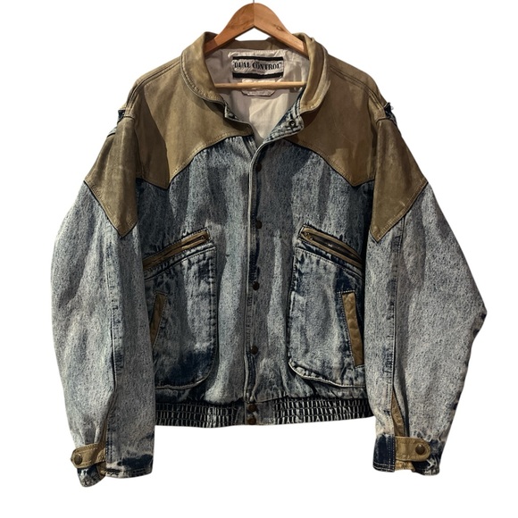 Vintage/Two-Tone/ Leather & Denim Jacket - Picture 1 of 3
